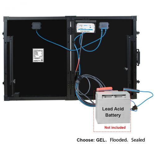  ACOPOWER 12V Portable 100 Watts Solar Panel Kit Suitcase with LCD Charge Controller (100W w/LCD Controller)