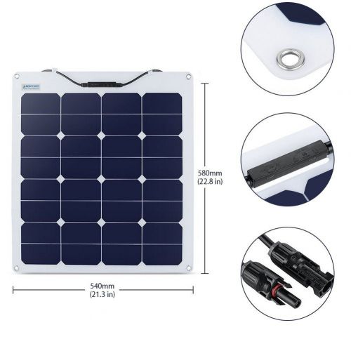  ACOPOWER HY-FL-50W, Thin Lightweight Charger on RV Boat Cabin Tent Caravan w MC4 Connector & ETFE for 12V Battery 50W Flexible Solar Panel