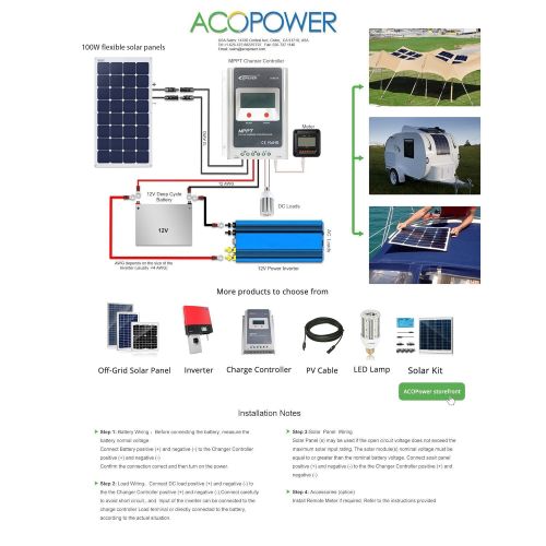  ACOPOWER HY-FL-50W, Thin Lightweight Charger on RV Boat Cabin Tent Caravan w MC4 Connector & ETFE for 12V Battery 50W Flexible Solar Panel