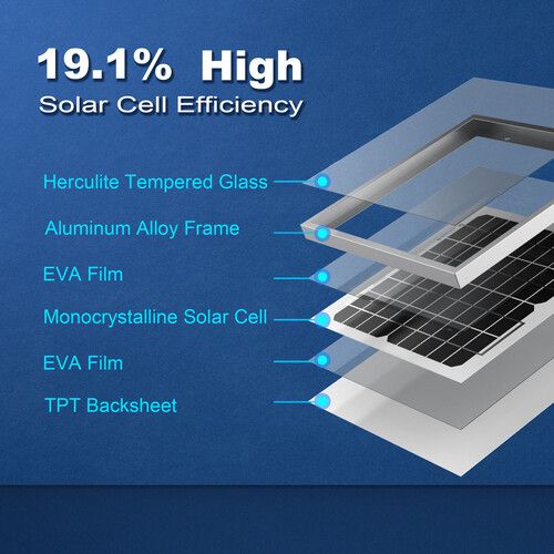  ACOPower 10-Watt Monocrystalline Solar Panel, 12V