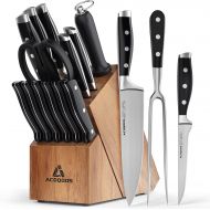 [아마존베스트]Acoqoos Kitchen Knife Set, 17-Piece Knife Block Set with Boning Knife and Carving Fork, German Stainless Steel, Full-Tang Design