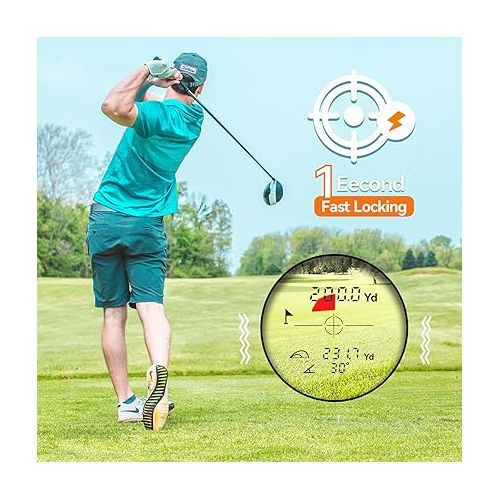  ACPOTEL Golf Rangefinder LCD Display with Slope Magnetic Golf Rangefinder (Ft/Yd/M) Range Finder Golf Flagpole Lock Vibration | Rechargable 2400 Feet Disc Golf Range Finder