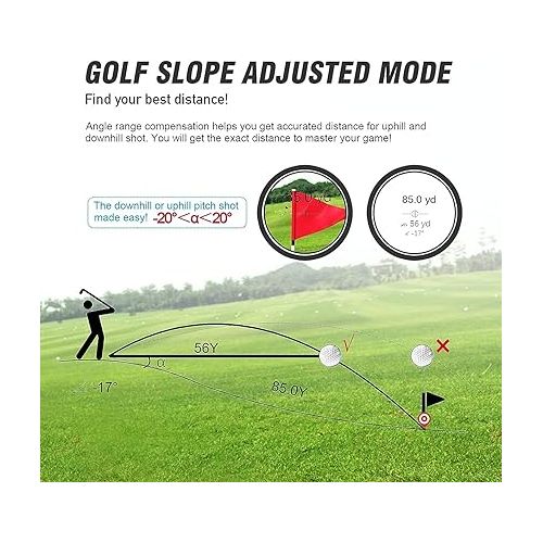  ACPOTEL Golf Rangefinder with Slope, LCD External Display with Magnetic Strip, Fast Flagpole Lock Vibration Golf Range Finder (Yd/M) Range Finder Golf | Laser Range Finder 800yd (Standard not Magnet)