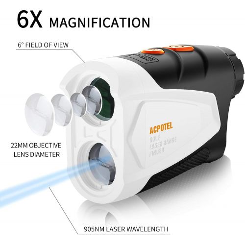  ACPOTEL Golf Rangefinder, 650 Yards Golf Rangefinder with Slope, Laser Rangefinder with 4 Modes (Slope Adjust/Flag Lock/Speed/Distance), 6X Magnification Golf Laser Rangefinder, Ac