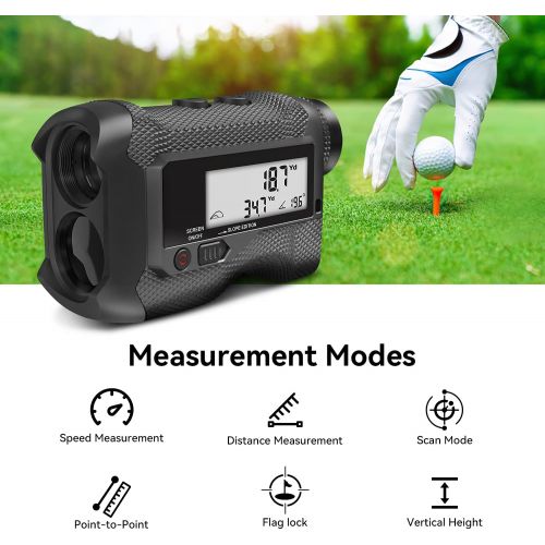  ACPOTEL Golf Laser Range Finder - LCD Display Screen Golf Rangefinder 6X Magnification 750 Yards Range Finder for Hunter, Slope ON/Off, Flag-Lock/Scan Distance Measuring Speed Meas