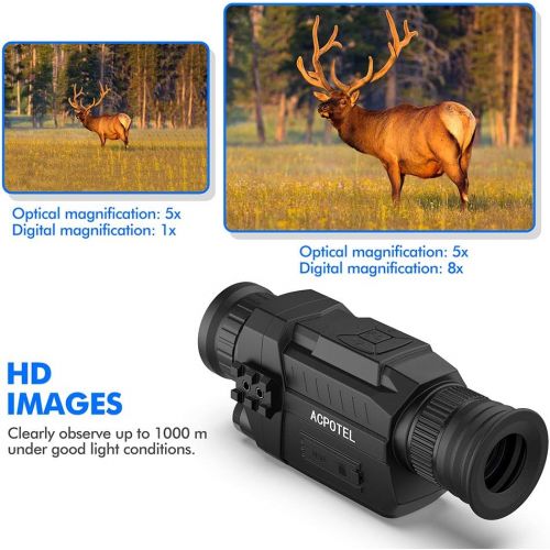  [아마존베스트]ACPOTEL Night Vision Monocular, 5 x 35 Digital Night Vision HD Scopes with Rechargeable/Take Photo/Video Recording/Playback Function for Outdoor/Surveillance/Security/Hunting/Hikin