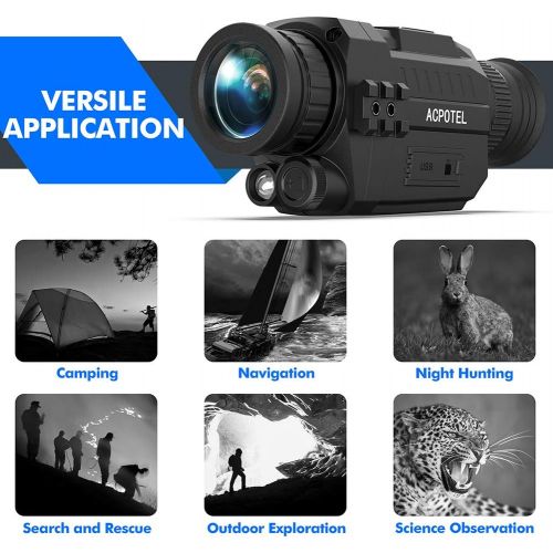  [아마존베스트]ACPOTEL Night Vision Monocular, 5 x 35 Digital Night Vision HD Scopes with Rechargeable/Take Photo/Video Recording/Playback Function for Outdoor/Surveillance/Security/Hunting/Hikin