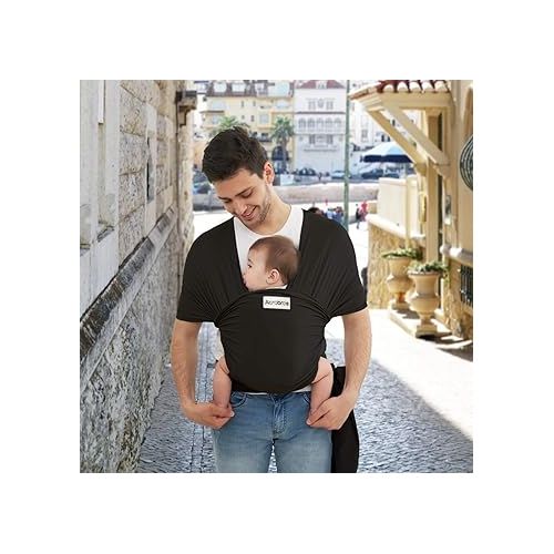  Acrabros Baby Wrap Carrier,Hands Free Baby Carrier Sling,Lightweight,Breathable,Softness,Perfect for Newborn Infants and Babies Shower Gift,Black