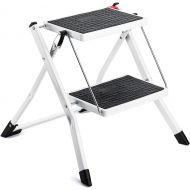 [아마존베스트]Delxo ACKO Step Stool Stepladders Lightweight White Folding Step Ladder with Anti-Slip Sturdy and Wide Pedal Steel Ladder Mini-Stool 250lbs 2-Feet #49(WK2031D)