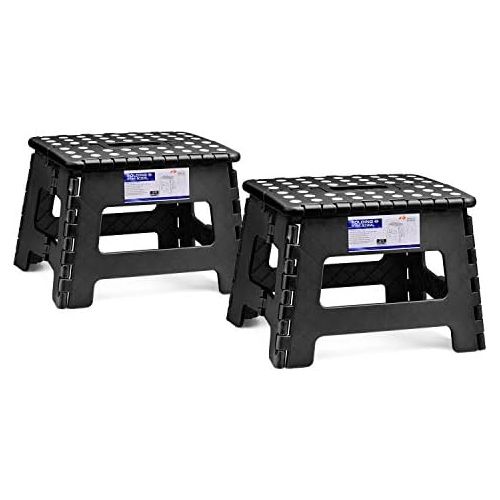  [아마존베스트]ACSTEP Acko Folding Step Stool Lightweight Plastic Step Stool (2 Pack 9 inch) Foldable Step Stool for Kids,Non Slip Folding Stools for Kitchen Bathroom Bedroom Black