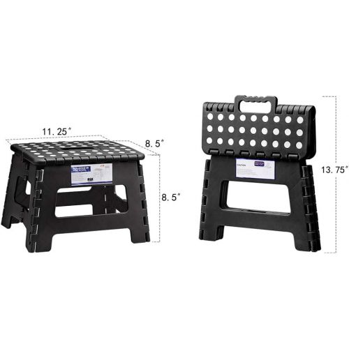  [아마존베스트]ACSTEP Acko Folding Step Stool Lightweight Plastic Step Stool (2 Pack 9 inch) Foldable Step Stool for Kids,Non Slip Folding Stools for Kitchen Bathroom Bedroom Black