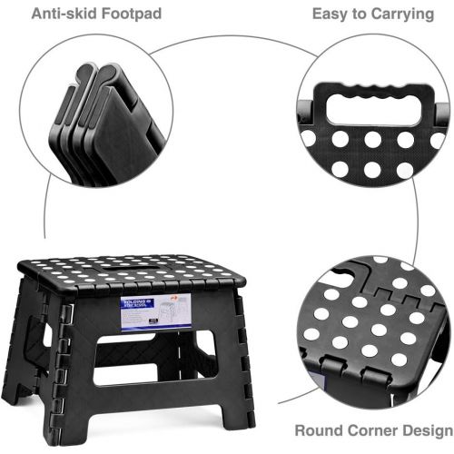  [아마존베스트]ACSTEP Acko Folding Step Stool Lightweight Plastic Step Stool (2 Pack 9 inch) Foldable Step Stool for Kids,Non Slip Folding Stools for Kitchen Bathroom Bedroom Black