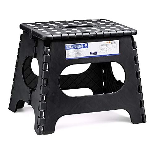  [아마존베스트]ACSTEP Acko Folding Step Stool for Kids and Adults-11 Height Lightweight Plastic Stepping Stool. Foldable Step Stool Hold up to 300lbs Non Slip Collapsible Stool Black