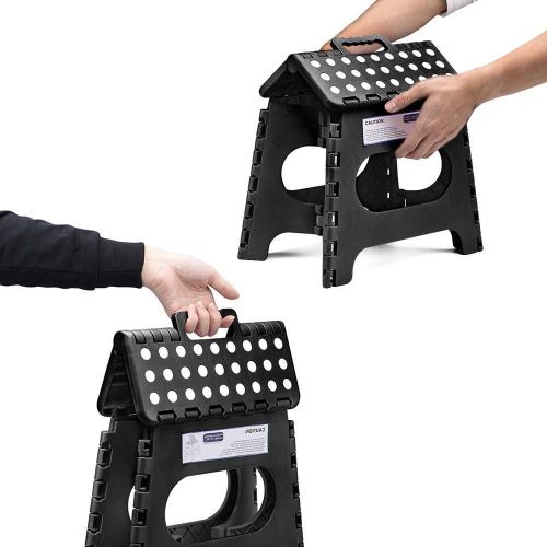  [아마존베스트]ACSTEP Acko Folding Step Stool for Kids and Adults-11 Height Lightweight Plastic Stepping Stool. Foldable Step Stool Hold up to 300lbs Non Slip Collapsible Stool Black