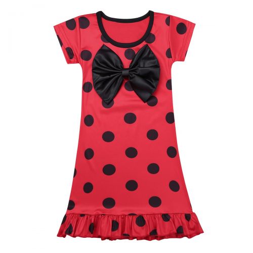  ACSUSS Kids Girls Beetle Costumes One Pieces Nightgowns Sleepwear Princess Ruffled Polka Dots Night Dress