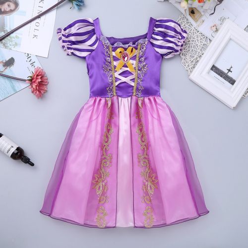  ACSUSS Toddler Baby Girls Princess Short Bubble Sleeves Tutu Dress Costume Halloween Cosplay Fancy Dress Up