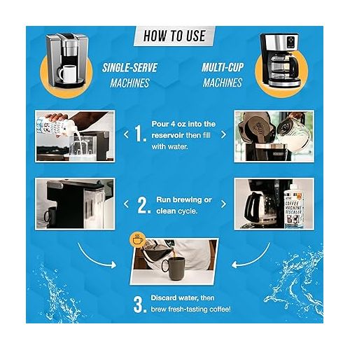 Coffee Machine Descaler Descaling Solution - 32oz (8 Uses) Compatible with Keurig, Nespresso, Breville, Delonghi, Jura, Ninja - Espresso Coffee Maker Cleaner, Coffee Pot Cleaning Limescale Remover