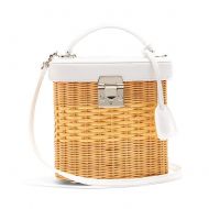 ACTLURE Women Handmade Rattan Hand Woven Straw Crossbody Bag Box Bucket Top Handle Handbags Purse for Summer Beach Holiday