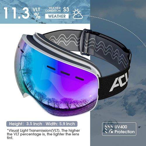  ACURE Ski Goggles, Snow Snowboard Goggles Anti Fog UV400 Protection for Men Women Kids