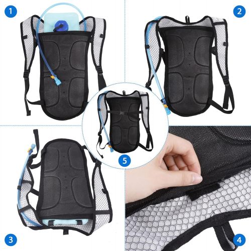  ACVCY Hydration Backpack with 2L Water Bladder, Backpack Reservoirs Water Bladder Daypack for Festivals, Raves, Running, Hiking, Biking (2 Pack)