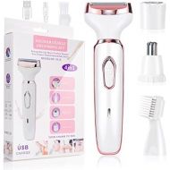 ACWOO Lady Shaver, 4 in 1 Electric Wet and Dry Shaver, Electric Womens Shaver, Painless Intimate Razor for Women, Armpits Intimate Area Bikini Zone, USB Charging