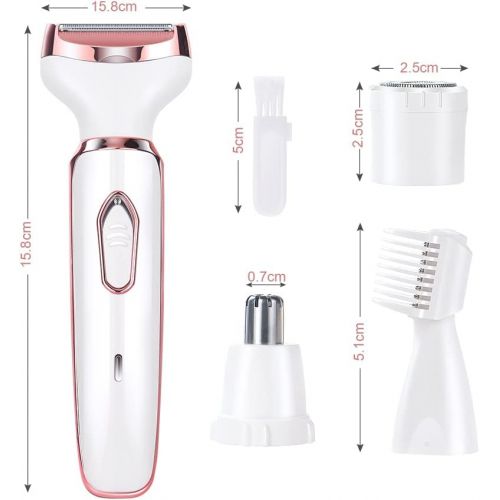  ACWOO Lady Shaver, 4 in 1 Electric Wet and Dry Shaver, Electric Womens Shaver, Painless Intimate Razor for Women, Armpits Intimate Area Bikini Zone, USB Charging
