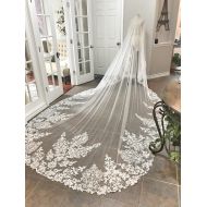 ACherieCouture Custom Royal Length Veil, Drop style veil, Mantilla Style Veil, Lace edge Veil, Long veil, Long bridal Veil, Unique Lace veil, Custom Veil