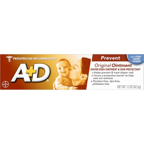  [아마존베스트]A&D A+D Original Diaper Rash Ointment, Baby Skin Protectant With Lanolin and Petrolatum, Seals Out Wetness, Helps Prevent Diaper Rash, 1.5 Ounce Tube