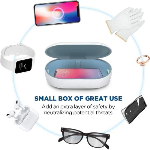  AD ALICE DREAMS Portable Cell Phone UV Light Sanitizer Box, Wireless Charger with USB Charging, UV Sterilizer Box with Aroma Diffuser, for Jewelry, Watches, Glasses