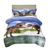 ADASMILE Sookie 3pcs 3D Dinosaur Bedding Set for Teen Boys and Girls,Jurassic World Lake Print Duvet Cover + 2 Pillowcases,NO Comforter,NO Sheet - Full/Queen Size