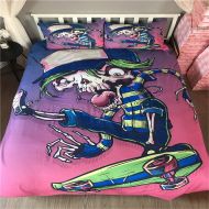 ADASMILE A & S Skull Duvet Cover Set Microfiber Teens Bedroom Decor Skateboard Boys Bedding Set (#01, Queen(3pcs))