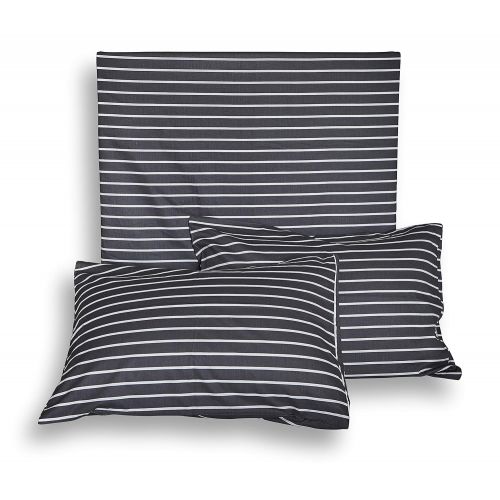  ADASMILE A & S Grey Ticking Duvet Cover Sets Twin for Boys Girls Stripes Vertical Bedding Sets Child Kids Room Decoration 100 Cotton 2 Pieces - 1 Duvet Cover with Zipper Closure 1 Envelope Pillow