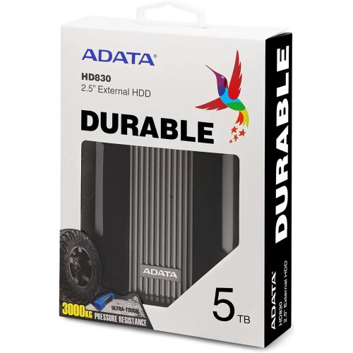  ADATA HD830 4TB Ruggedized IP68 Extra Strength USB3.1 Waterproof Dustproof Drop-Proof External Hard Drive Black (AHD830-4TU31-CBK)