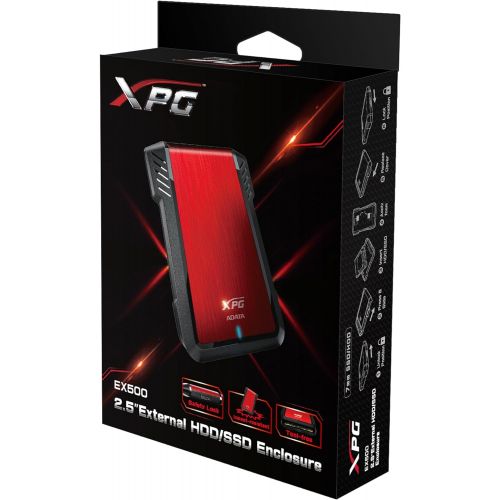  ADATA XPG EX500 Tool-Free SATA III USB 3.1 External Enclosure for Hard Drive and Solid State Drive (AEX500U3-CRD)