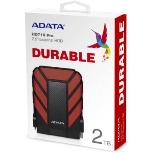  ADATA HD710 Pro 2TB External Hard Drive, Red (AHD710P-2TU31-CRD)