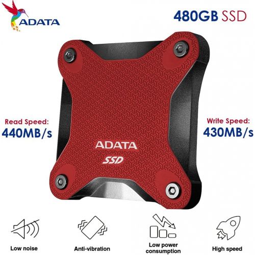  [아마존베스트]ADATA SD600Q 480GB Ultra-Speed Portable Durable External SSD - Up to 440MB/s - 3D NAND USB3.2 Red (ASD600Q-960GU31-CRD)