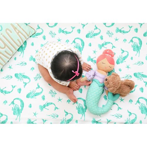  100% Organic Cotton Fitted Crib Sheet by ADDISON BELLE - Premium Baby Bedding - Soft, Breathable & Durable (Mermaid)