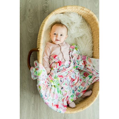  ADDISON BELLE Premium Knit Swaddle Blanket Oversized 47 inches x 47 inches - Best Ultra Soft & Breathable (Watercolor Floral)