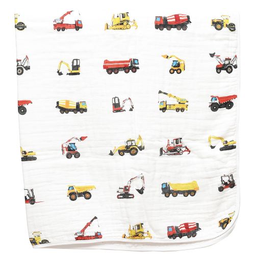  100% Organic Muslin Everything Blanket by ADDISON BELLE - Oversized 47 inches x 47 inches - Best Baby/Toddler Gift - Premium 4 Layer Muslin Blanket/Dream Blanket (Construction Truc