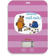 ADE Die Sendung mit der Maus - Kuechenwaage Back mit mir (Digitale Waage fuer Kueche und Haushalt, prazise und grammgenau bis 5 kg, mit Batterie) rosa