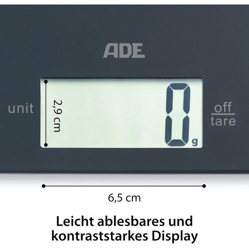  ADE Digitale Kuechenwaage KE 1800-2 Leonie (Elektronische Waage fuer Kueche und Haushalt, extrem flach, prazises Wiegen bis 5 kg, Zuwiegefunktion) gelb