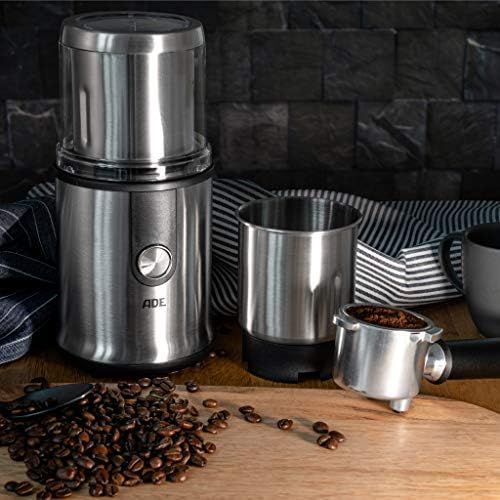  [아마존베스트]ADE KA1805 Multifunctional Coffee Grinder Spice Mill (Crusher, 2 Grinding Containers, Extra Sharp Blades, GS Certified), Stainless Steel, 300 ml