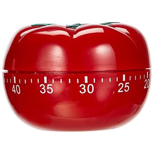  [아마존베스트]ADE Mechanical kitchen timer TD 1607. Classic tomato shaped timer, made of high-quality ABS plastic, for winding. Acoustic signal after time. Reliable egg timer. Round scale.