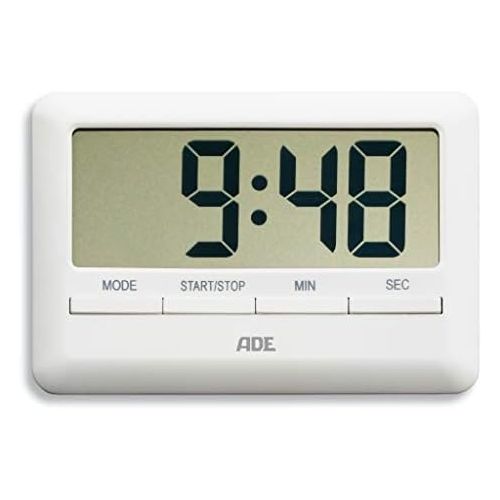  [아마존베스트]ADE Digital Kitchen Timer TD 1600 (The Worlds Flatest Timer Including Time, Alarm, Countdown and Stopwatch, Magnetic Hanger, LCD Display) White