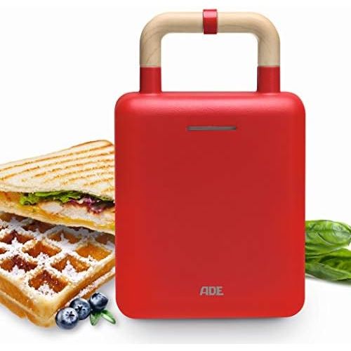  ADE KG2006 Waffle Iron, Sandwich Maker, 2 in 1 Replaceable Plates, Sandwich Toaster with Non Stick Coating for Baking and Toasting, Carry Handle with Locking Device, Matte Colour F