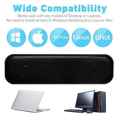  [아마존베스트]ADELGO SoundBar Mini USB Speaker, Computer Speaker for PC Computer, Laptop, Notebook, Tablet - Plug and Play