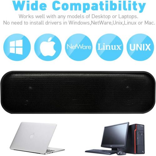  [아마존베스트]ADELGO SoundBar Mini USB Speaker, Computer Speaker for PC Computer, Laptop, Notebook, Tablet - Plug and Play