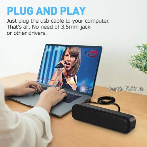  [아마존베스트]ADELGO SoundBar Mini USB Speaker, Computer Speaker for PC Computer, Laptop, Notebook, Tablet - Plug and Play