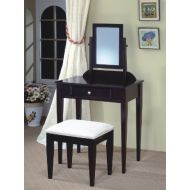 ADF JRS Wood Vanity Set with Stool and Mirror Black Finish