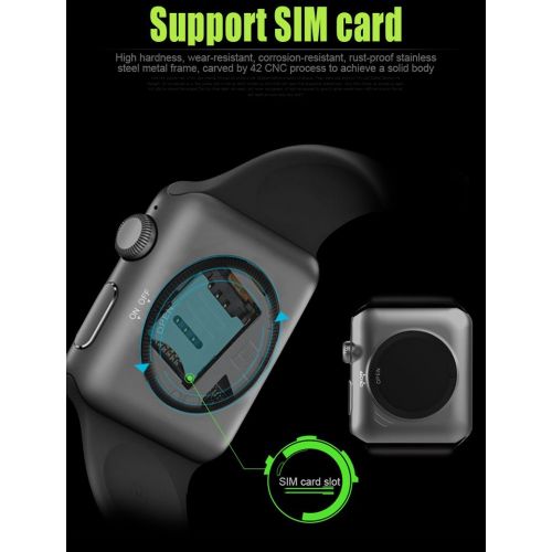  ADG DM09 Bluetooth SmartWatch 2.5D ARC HD Screen Support SIM Card Wearable Devices Smartphone Fitness Tracker For IOS Android(Black)